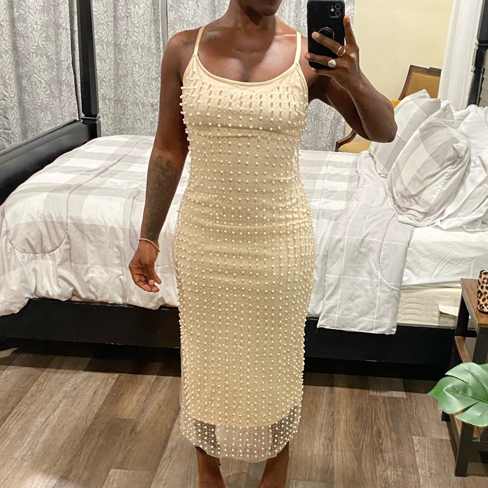 Pearl beaded tailored boutique dress